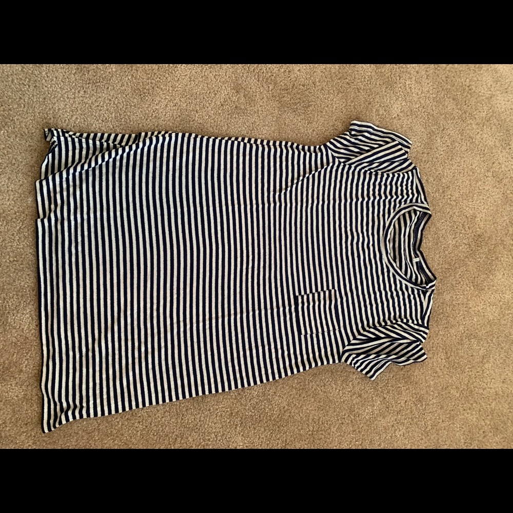 Navy and white striped pocket T-shirt dress